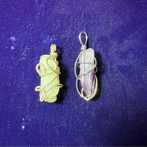 Elegant Sterling Wire-Wrapped Crystal Pendant Set